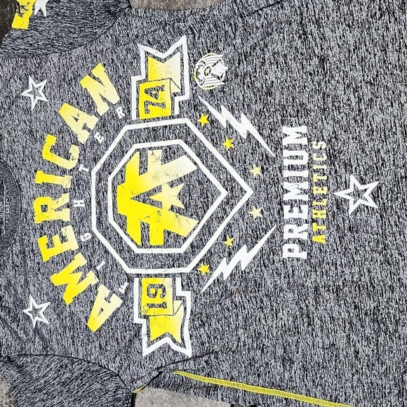 AMERICAN FIGHTER PREMIUM ATHLETICS YELLOW STITCH GRAPHIC DESIGN TEE-SHIRT - Picture 2 of 14